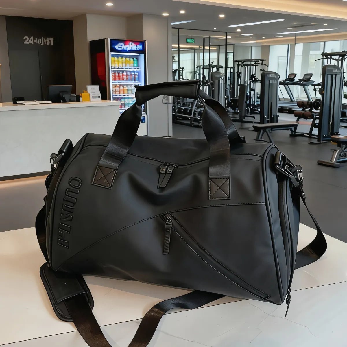 Unisex Glossy PU Sports Gym Bag with Wet/Dry Separation